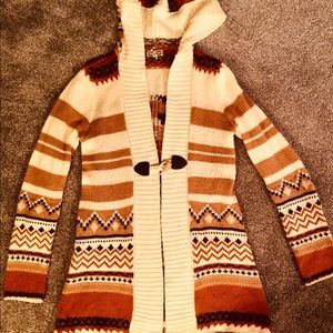 Cardigan with hood - Tribal style pattern